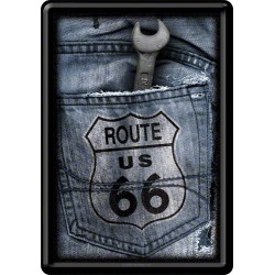 Placa metalica - Route 66 Jeans - 10x14 cm